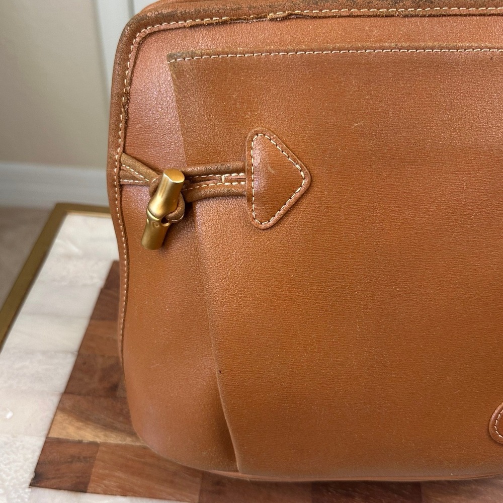 Longchamp RoseauCrossbody Bag Small Cognac Tan Vintage Bamboo Toggle Leather - Picture 7 of 14